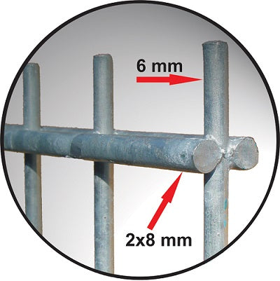 Grafik für 8/6/8 mm Drahtdurchmesser beim Mattenzaun