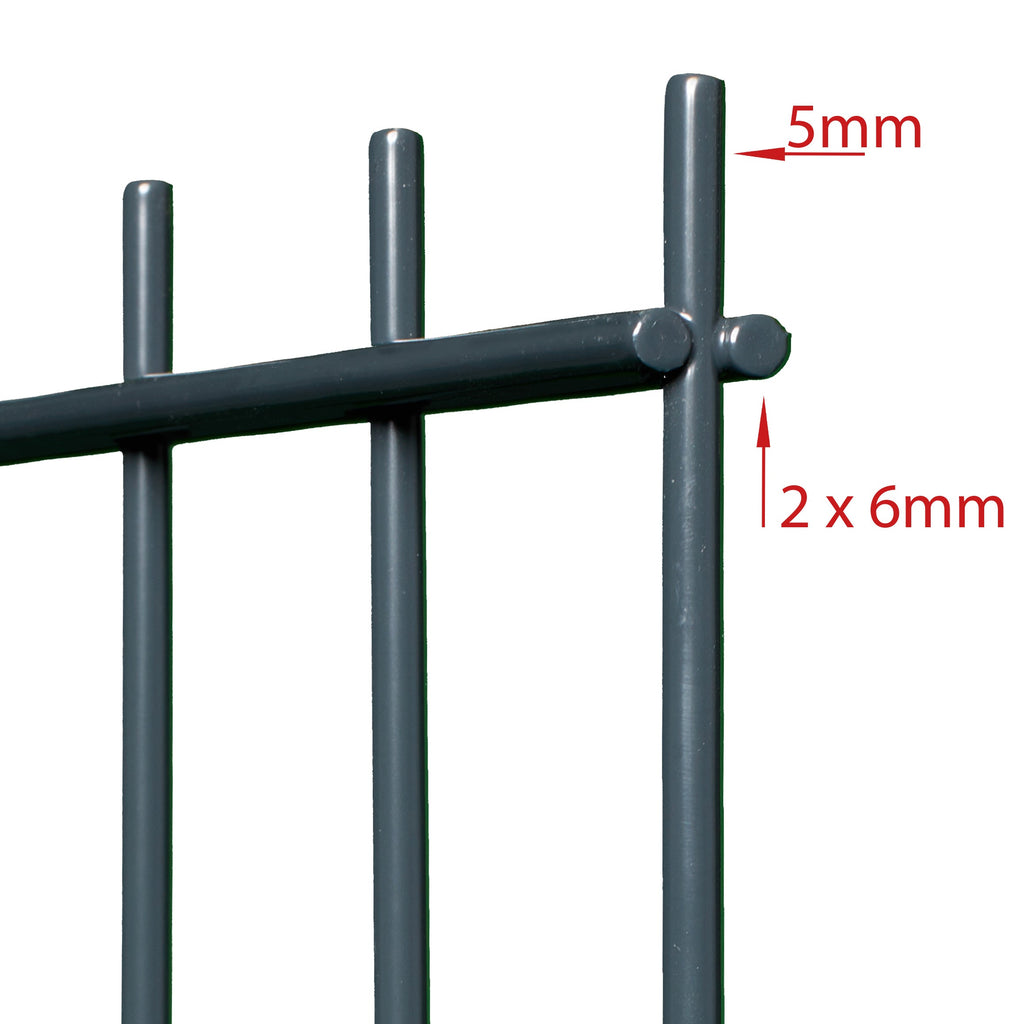 Doppelstabmattenzaun Komplettset Anthrazit, 1,43 m hoch, 100 m lang